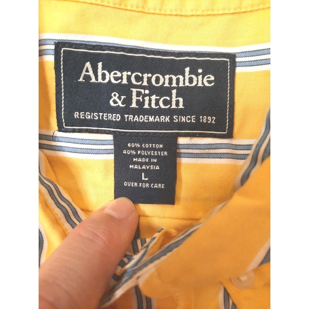 Abercrombie Fitch Muscle Short Sleeve Button Up Size Large Preppy 90's - Picture 9 of 10